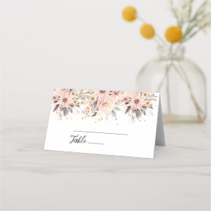 Pink and Gold Floral Butterfly Wedding Table Place Card