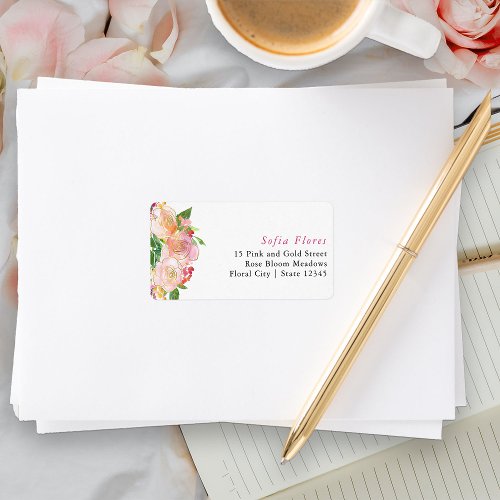 Pink and Gold Floral Chic RSVP Envelope Address Label