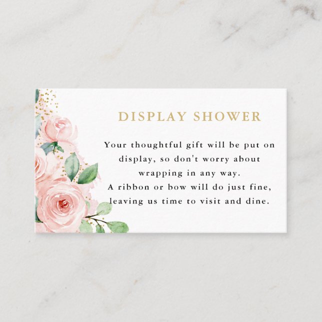 Pink and Gold Floral Display Shower Enclosure Card (Front)