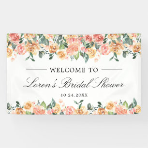 Pink and Gold Floral Elegant Bridal Shower Welcome Banner