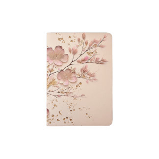Pink and Gold Floral Elegant Minimalist Passport Holder