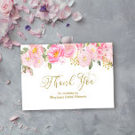 Pink and Gold Floral Gold Calligraphy Thank You Enclosure Card<br><div class="desc">Thank you cards for your bridal shower or other occasion. Pretty floral design with watercolor blush ping and gold flower arrangement and elegant gold,  swirly calligraphy. You can personalize the remaining text for your own special occasion and edit the font colors as you wish.</div>