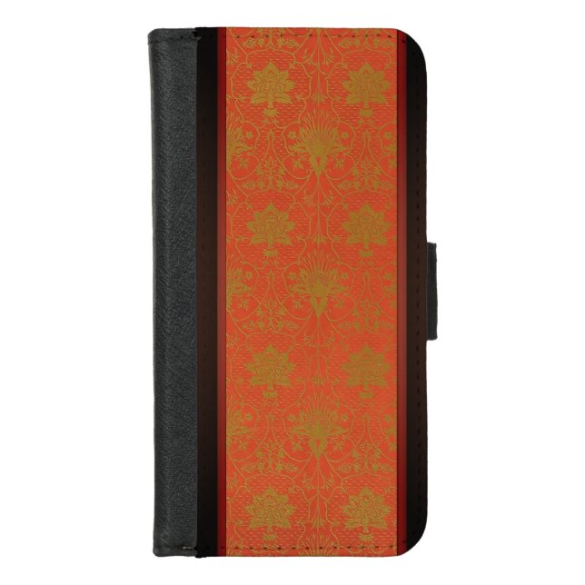 Pink And Gold Floral Pattern iPhone Wallet Case (Front)