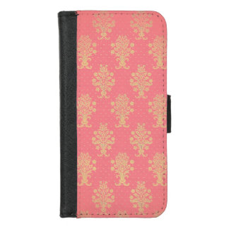 Pink And Gold Floral Pattern iPhone 8/7 Wallet Case