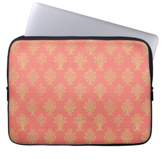 Pink And Gold Floral Pattern Laptop Sleeve