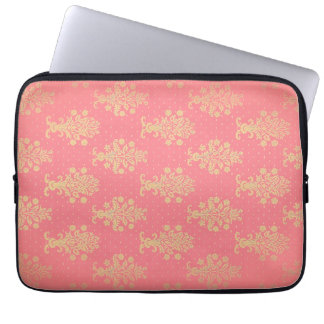 Pink And Gold Floral Pattern Laptop Sleeve