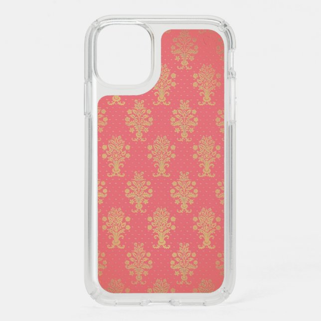 Pink And Gold Floral Pattern Speck iPhone 11 Case (Front)