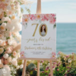 Pink and Gold Floral Photo 70th Birthday Welcome Poster<br><div class="desc">Elegant 70th Birthday Welcome Sign with Photo | Floral & Gold Accents Welcome guests to your milestone celebration with this stunning 70th birthday welcome sign, featuring delicate watercolor florals and elegant gold accents. Designed to highlight your personalized photo, this sign adds a warm, personal touch to your event entrance. Whether...</div>