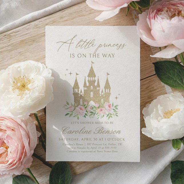 Pink and Gold Floral Princess Baby Shower Invitation (Creator Uploaded)