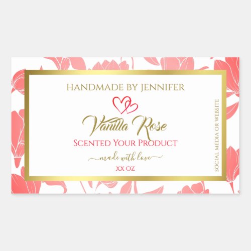 Pink and Gold Floral Product Packaging Labels