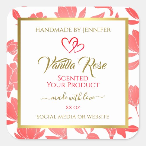 Pink and Gold Floral Product Packaging Labels