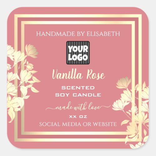Pink and Gold Floral Product Packaging Labels Logo