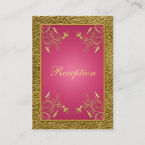 Pink and Gold Floral Reception Enclosure Card Business Card Templates