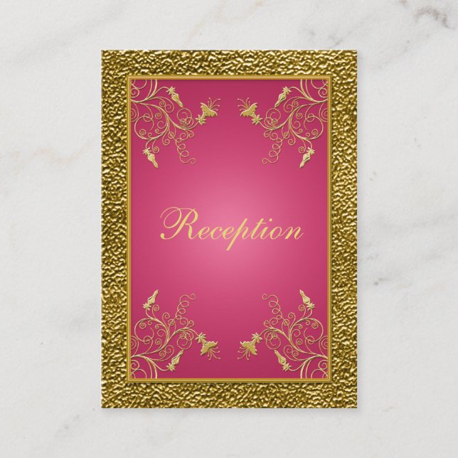 Pink and Gold Floral Reception Enclosure Card (Front)