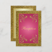 Pink and Gold Floral Reception Enclosure Card (Front/Back)