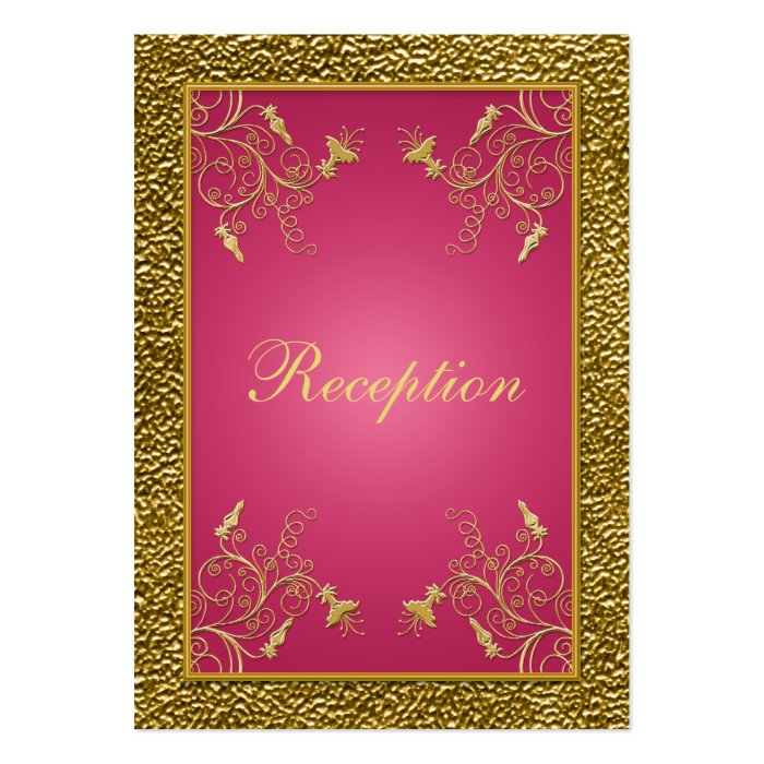 Pink and Gold Floral Reception Enclosure Card Business Card Templates