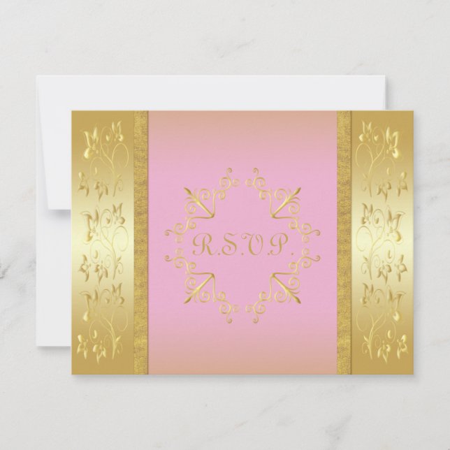 Pink and Gold Floral RSVP Card (Front)