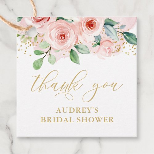 Pink and Gold Floral Thank You Favor Tags