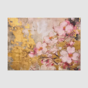 Pink and Gold Floral Tissue Paper