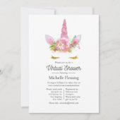 Pink and Gold Floral Unicorn Virtual Baby Shower Invitation (Front)