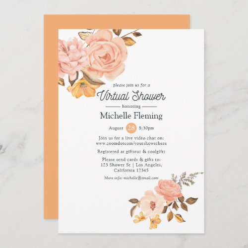 Pink and Gold Floral Virtual Baby or Bridal Shower Invitation