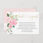Pink and gold floral watercolor girl book request enclosure card (Front/Back)