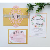 Pink And Gold Floral Wedding Invitation (Top)