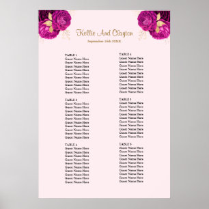 Pink And Gold Floral Wedding Seating Chart