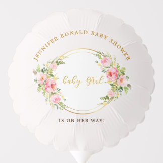 Pink and Gold flower Baby girl baby shower Balloon