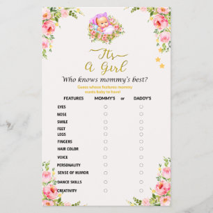 Pink and Gold Flower theme its a girl baby shower Flyer