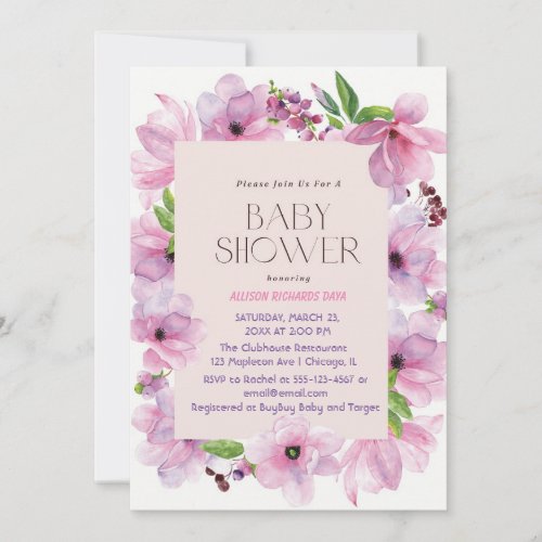 Pink And Gold Flowers colorful Invitation
