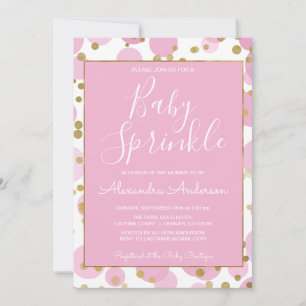 Pink and Gold Foil Confetti Girl's Baby Sprinkle Invitation