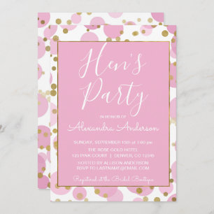 Pink and Gold Foil Confetti Hen's Party Invitation
