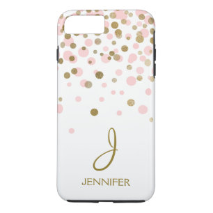 Pink and Gold Foil Confetti Monogram iPhone 8 Plus/7 Plus Case