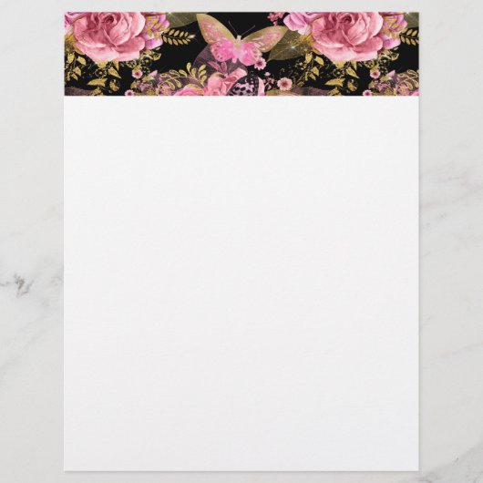 Pink and Gold Foil Floral Butterfly Pattern (Front)