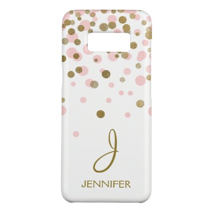 Pink and Gold Foil Girly Confetti Monogram Case-Mate Samsung Galaxy S8 Case
