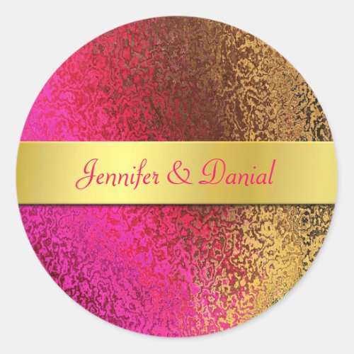 Pink and Gold Foil Like Wedding Envelope Seal