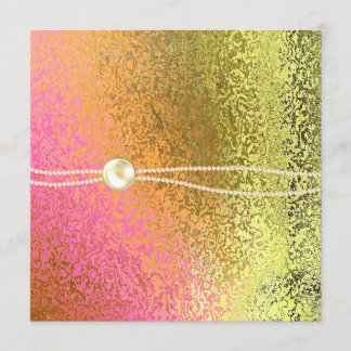 Pink and Gold Foil Look Ladies Birthday Invitation