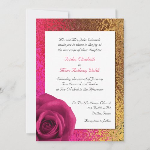 Pink and Gold Foil Look Wedding Invitation