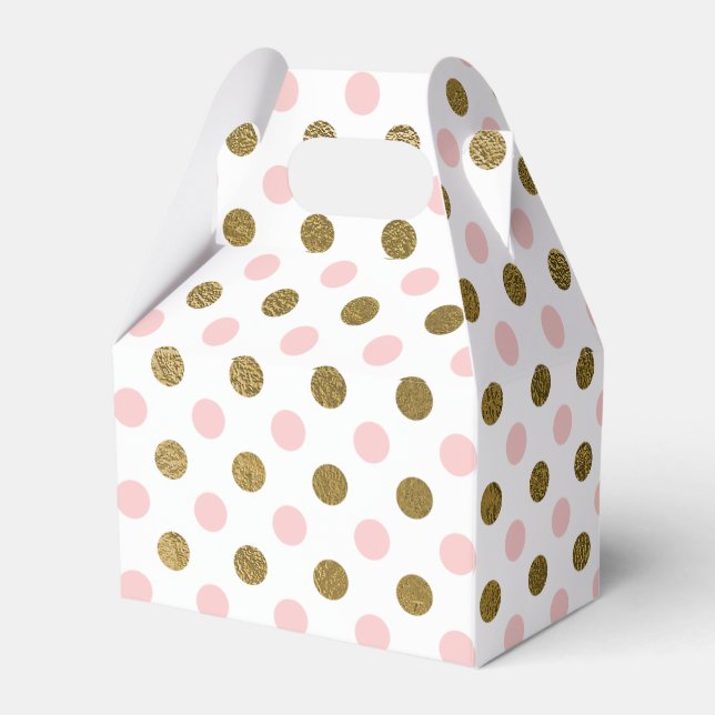 Pink and Gold Foil Polka Dot Pattern Favor Boxes (Back Side)