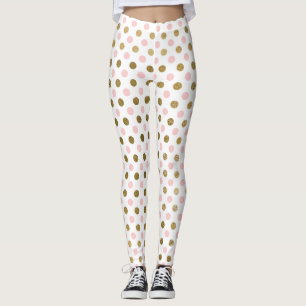 Pink and Gold Foil Polka Dot Pattern Leggings
