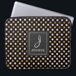 Pink and Gold Foil Polka Dot Pattern Monogram Laptop Sleeve<br><div class="desc">Pink,  Black and Faux Gold Foil Polka Dot  Pattern Elegant Monogram Case. This case can be customized to include your initial and full name.</div>