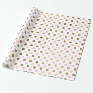 Pink and Gold Foil Polka Dot Pattern Wrapping Paper