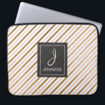 Pink and Gold Foil Stripe Elegant Monogram Laptop Sleeve<br><div class="desc">Pink and Faux Gold Foil Striped Elegant Monogram Case. This case can be customized to include your initial and full name.</div>