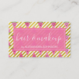 Pink and Gold Foil Summer Watermelon Fun Business Card