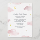 Pink and Gold Foil Sweet Dreams Baby Shower Invite (Front)