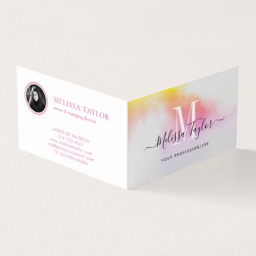 Pink and Gold Folded Holographic Business Card