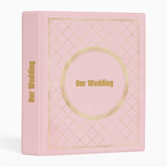 Pink and Gold Frame Wedding Photo Binder (Front/Spine)