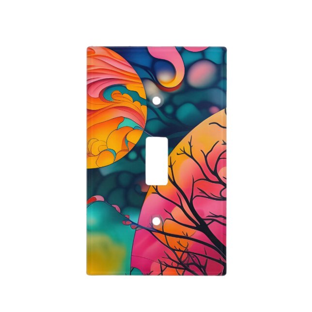 pink and gold full moon Tree Silhouette Light Switch Cover (Front)