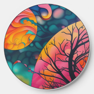 pink and gold full moon Tree Silhouette Wireless Charger